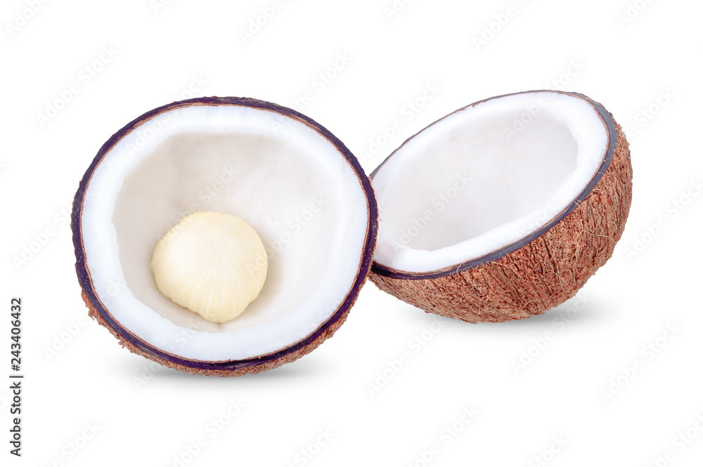 Coconut isolated on white background, with clipping path. Coconut isolated on white background, with clipping path.