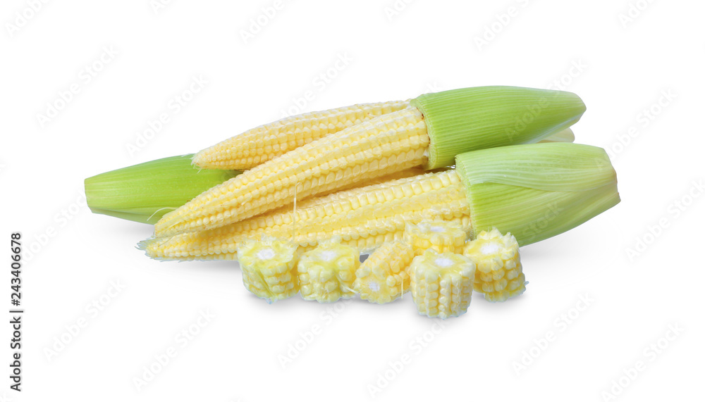 Baby corn isolated on white background, clipping path. Baby corn isolated on white background, clipping path.