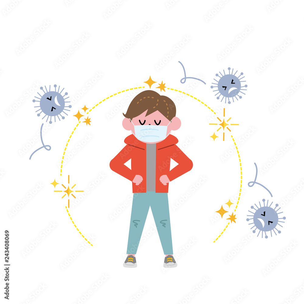 ウイルスから身を守る こども イラスト Stock Vector Adobe Stock