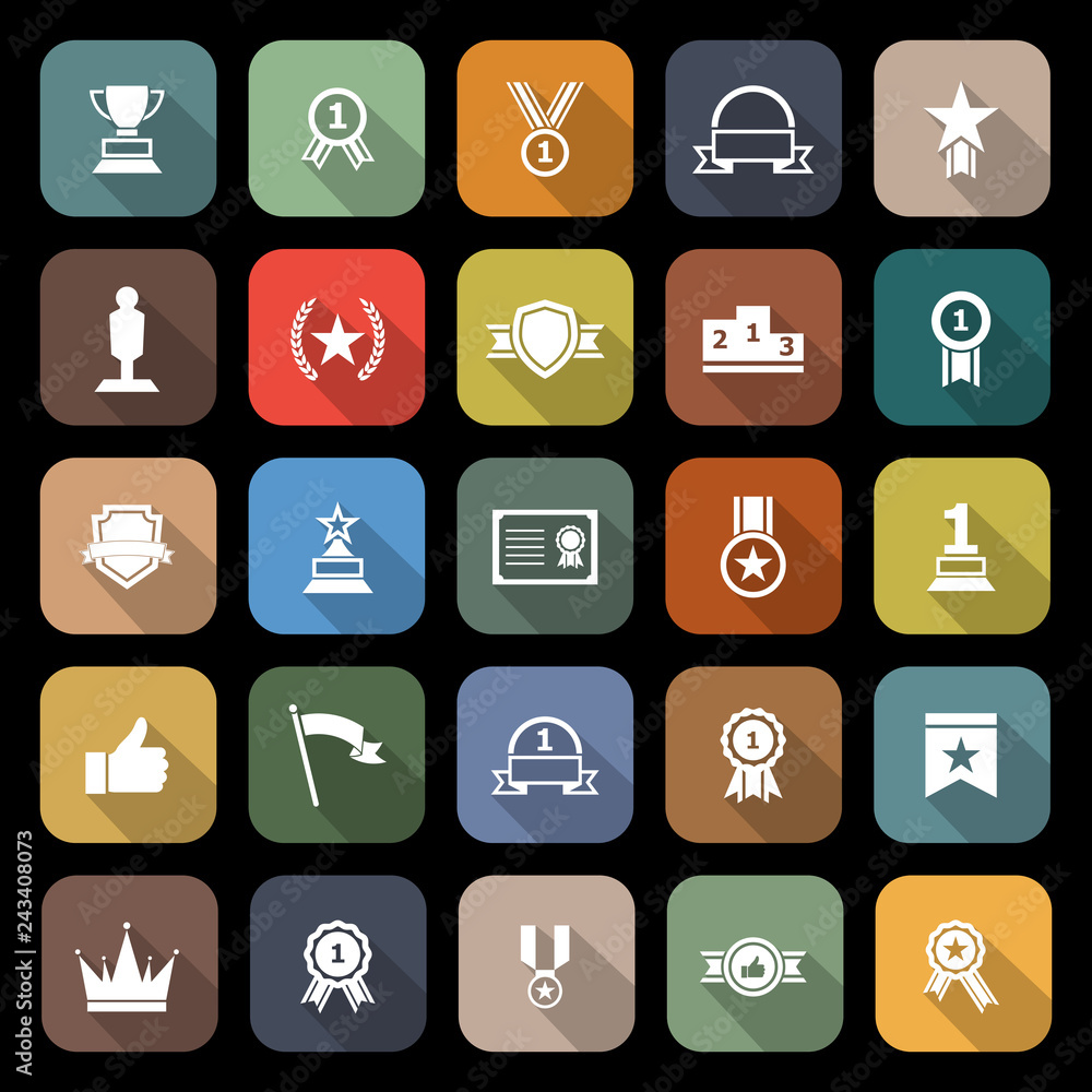 Winner flat icons with long shadow Winner flat icons with long shadow
