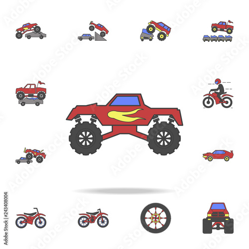 bigfoot car field coloricon. Detailed set of color big foot car icons. Premium graphic design. One of the collection icons for websites, web design, mobile app