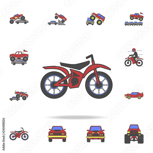 motorcycle field coloricon. Detailed set of color big foot car icons. Premium graphic design. One of the collection icons for websites, web design, mobile app