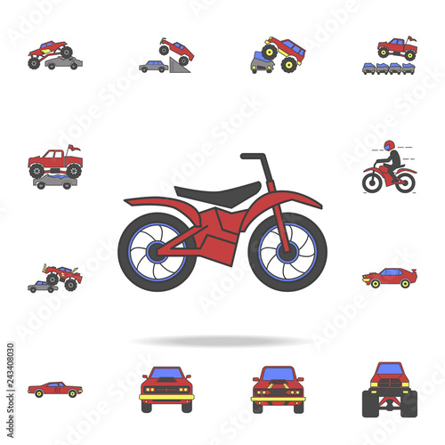 motorcycle field coloricon. Detailed set of color big foot car icons. Premium graphic design. One of the collection icons for websites, web design, mobile app