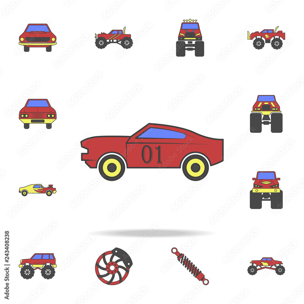 Fototapeta premium racing muscle car field coloricon. Detailed set of color big foot car icons. Premium graphic design. One of the collection icons for websites, web design, mobile app