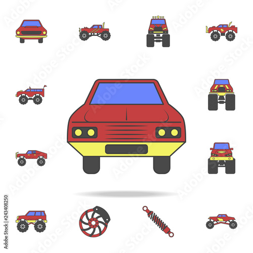 car front field coloricon. Detailed set of color big foot car icons. Premium graphic design. One of the collection icons for websites, web design, mobile app