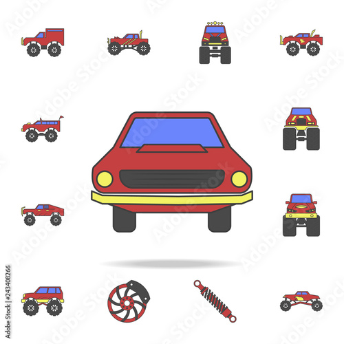 car front field coloricon. Detailed set of color big foot car icons. Premium graphic design. One of the collection icons for websites, web design, mobile app