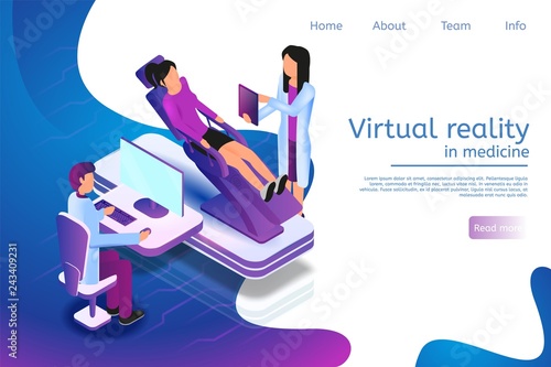 Isometric Banner Virtual Reality in Medicine in 3d