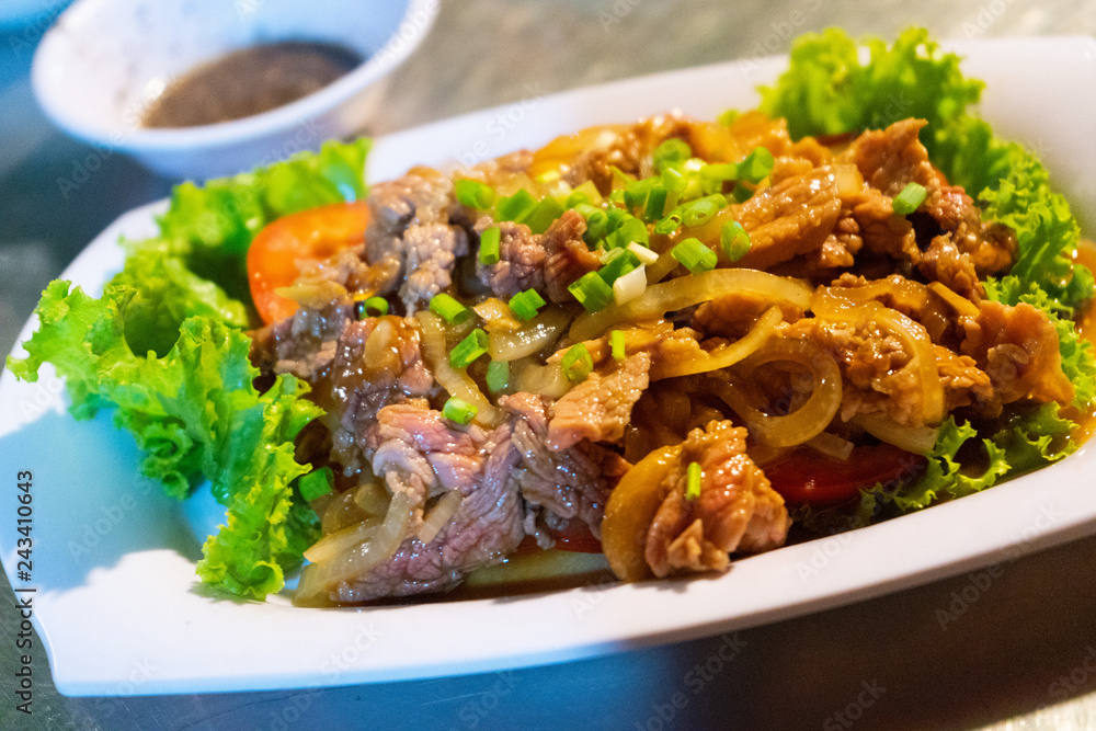 Obraz premium “Lok Lak” traditional recipe from Cambodia