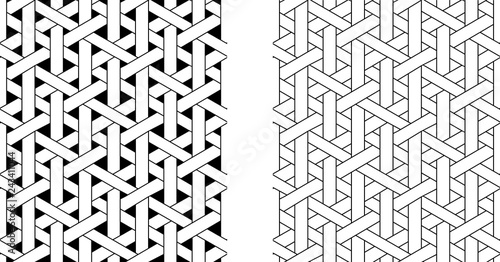 Outline Seamless weave rattan pattern, vector art