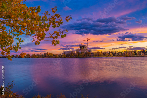 Colorful Sunset at Sloan's Lake in Denver, Colorado