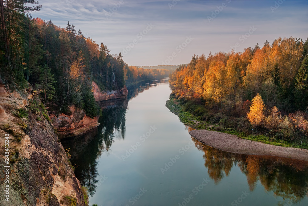 Fototapeta premium Small river Gauja Latvia, autumn .