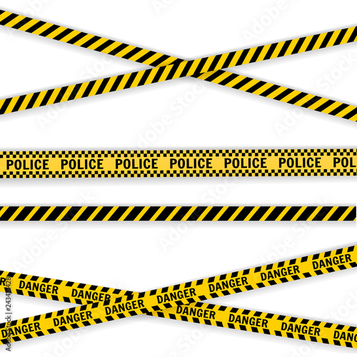 Police Line Set on a white background 