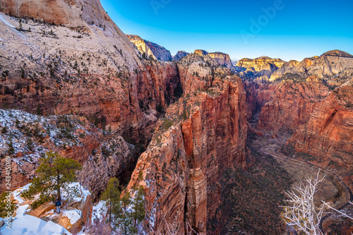 Hiking in the Winter Through Zion National Park in Utah