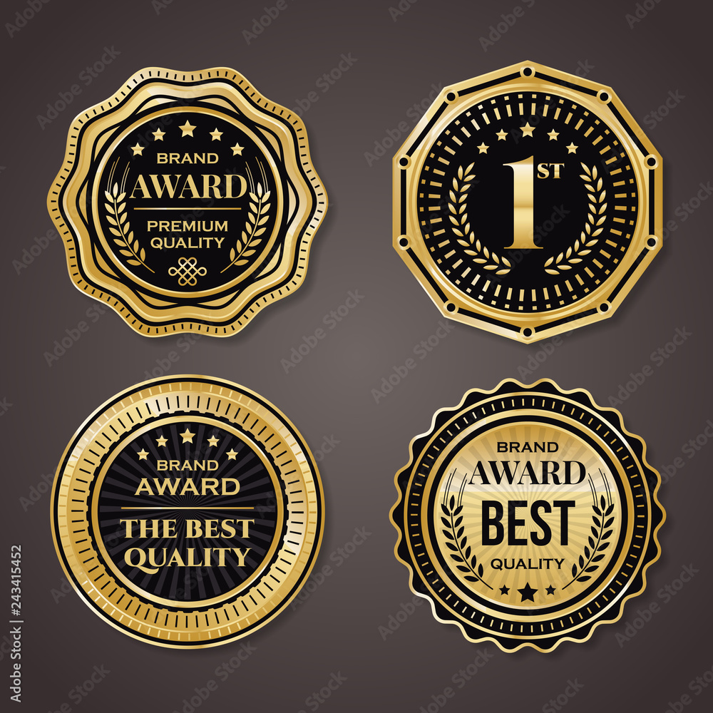 Golden badge collection. elegant black and golden design elements - shields, labels. Golden badge collection. elegant black and golden design elements - shields, labels.