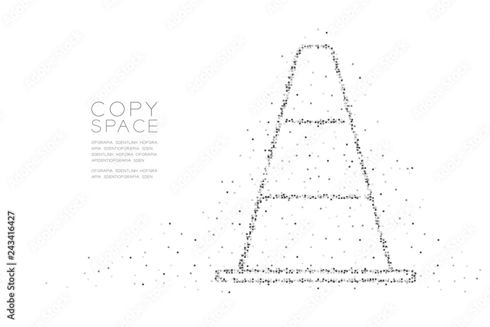 Fototapeta premium Abstract Geometric Square box pixel pattern Traffic cone, transportation equipment concept design black color illustration on white background with copy space, vector eps 10