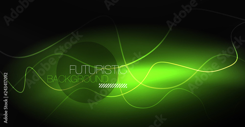 Neon lines wave background. Abstract composition