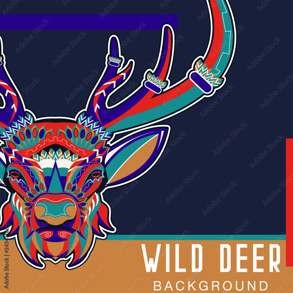 Obraz premium Deer head stylized in zentangle style