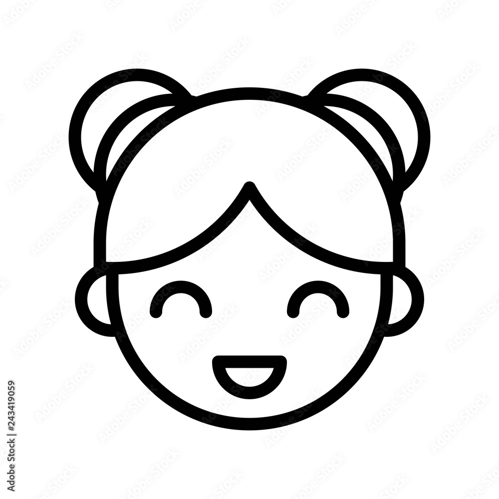 Obraz premium Chinese girl face vector, Chinese New Year related line style icon editable stroke