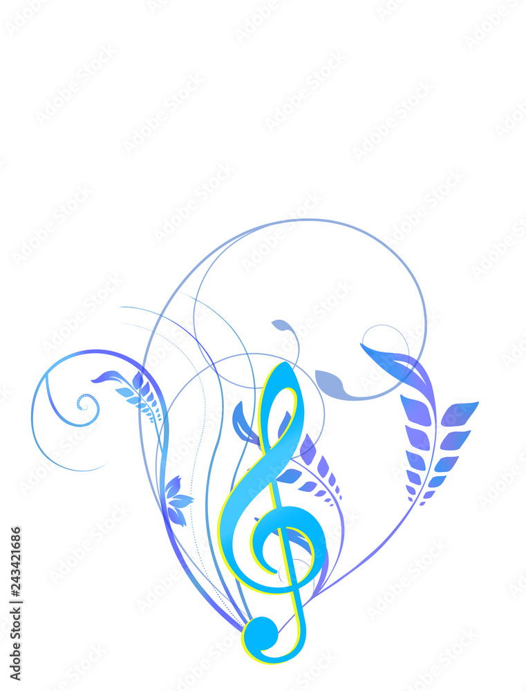 譜面 音楽 五線譜 ト音記号 フラワーアレンジ Stock イラスト Adobe Stock