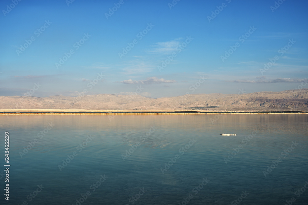 Dead Sea seascape lit by the evening sun Dead Sea seascape lit by the evening sun