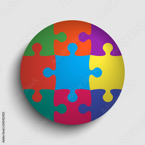 Color Circle Background Puzzle Round Jigsaw Banner