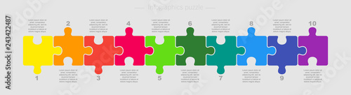 Puzzle Ten Pieces Parts for Business Presentation.