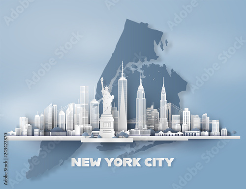 New York City panorama skyline with urban skyscrapers