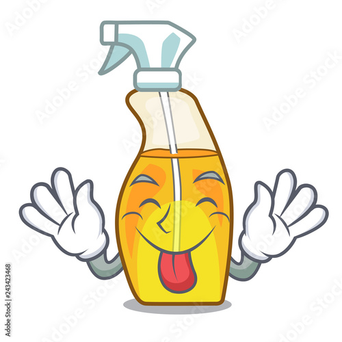 Tongue out spray bottles are isolated from cartoons