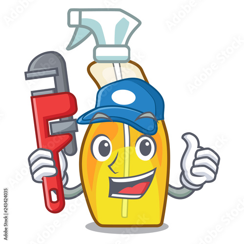 Plumber spray bottles are isolated from cartoons