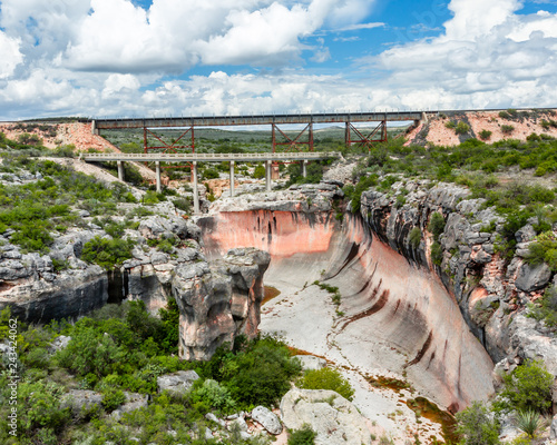 high way and railroad bridges at seminole canyon.