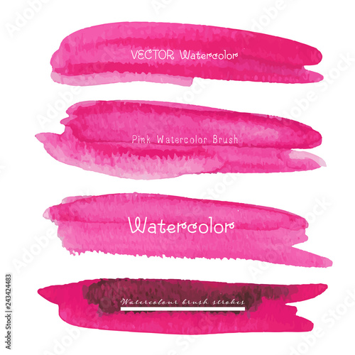 Set of pink watercolor background, Brush stroke logo, Vector illustration.