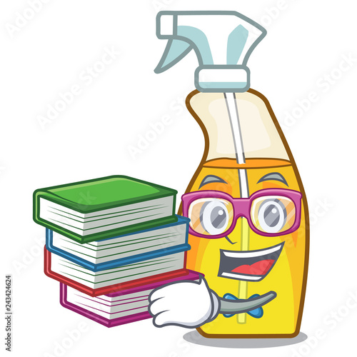Student with book spray bottles are isolated from cartoons