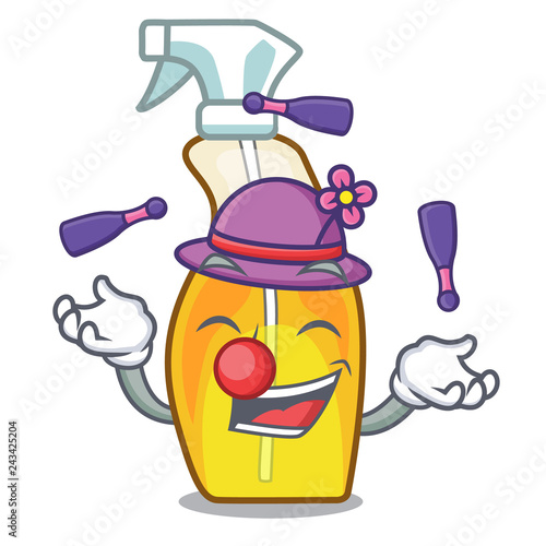 Juggling spray bottles are isolated from cartoons