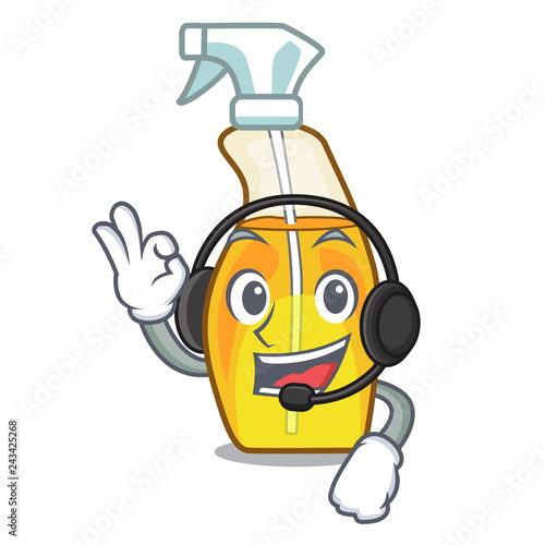 With headphone spray bottles are isolated from cartoons