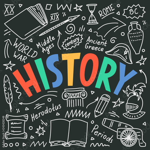 History doodles with lettering. 