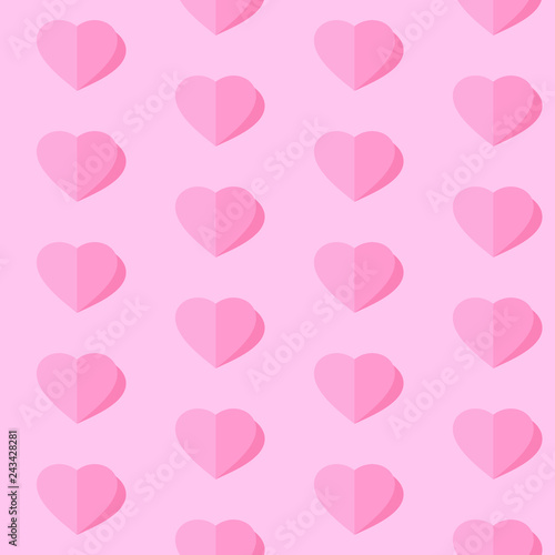 Valentine's day vector seamless pattern. Flying hearts and spirit of love ornament for fabric, web page background, wallpaper, wrapping paper etc. In EPS
