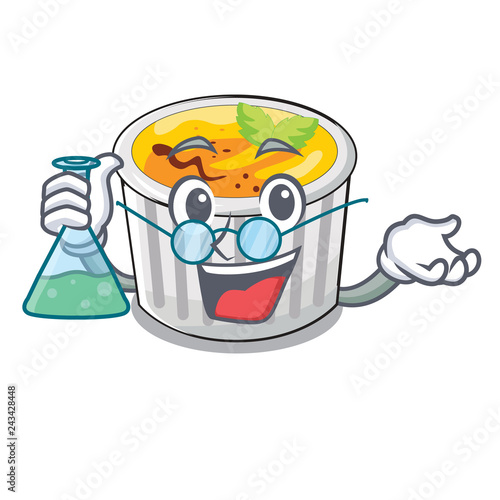 Professor creme brule in white cartoon bowl