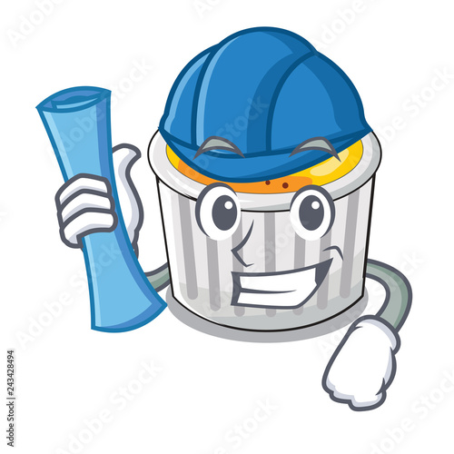 Architect creme brule in white cartoon bowl