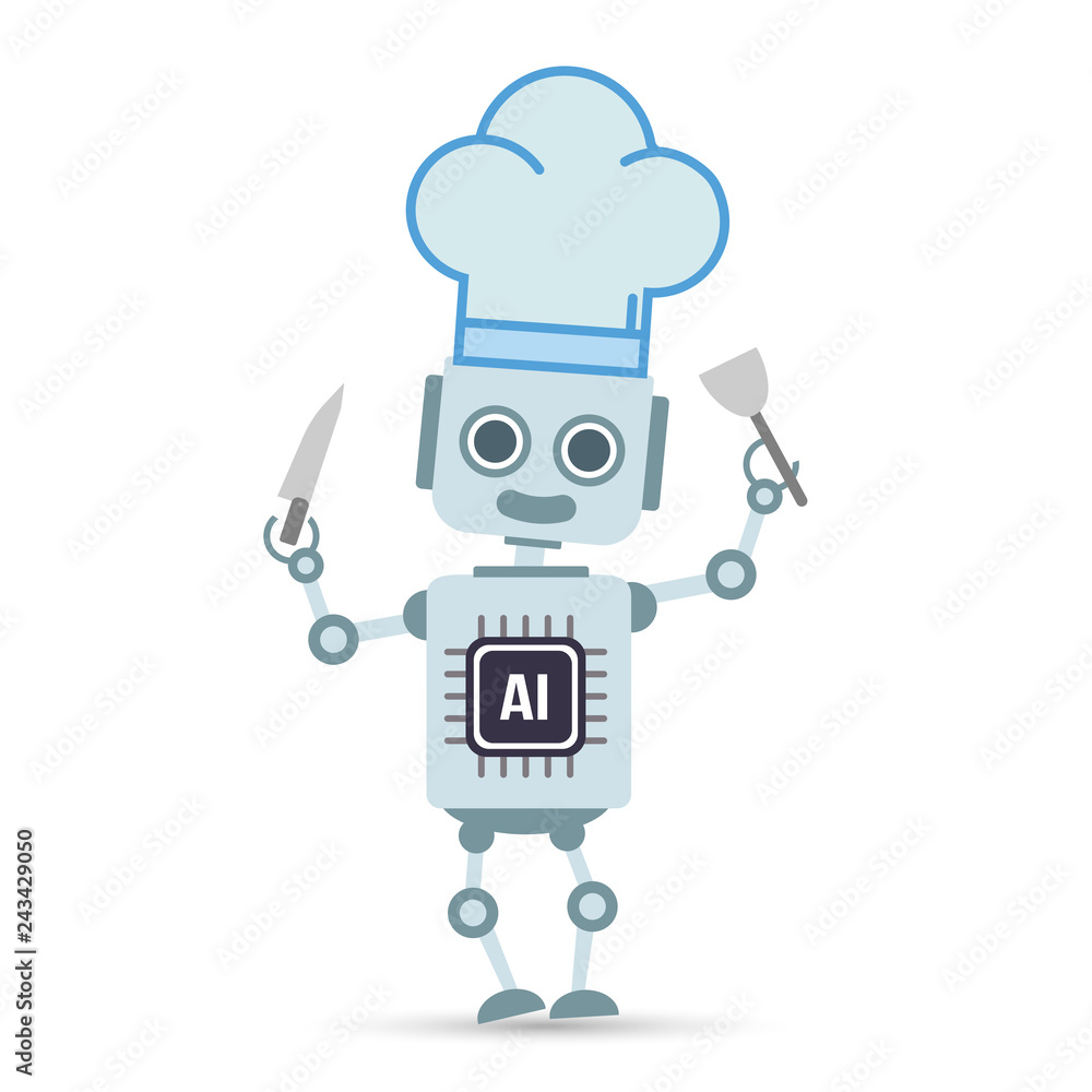 AI Artificial intelligence Technology robot is cooking food AI Artificial intelligence Technology robot is cooking food