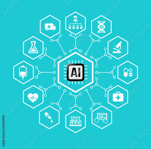 AI Artificial intelligence Technology for Healthcare and medical icon and design element
