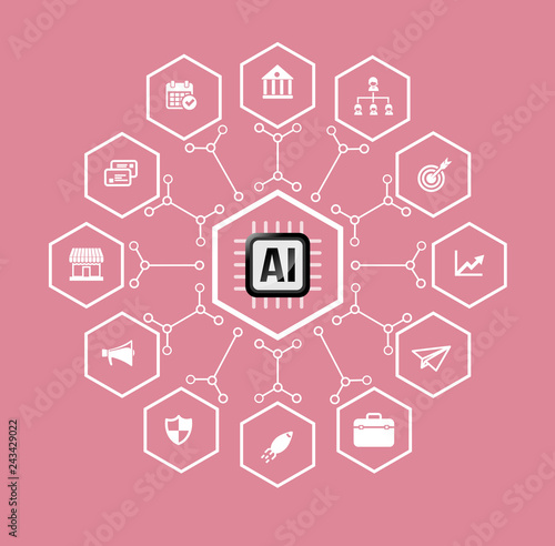 AI Artificial intelligence Technology for business and finacial icon and design element