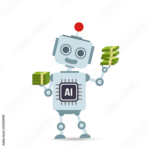 AI Artificial intelligence Technology robot cartoon holding money