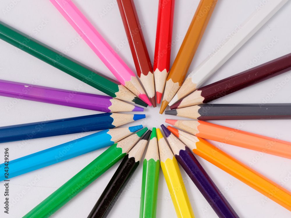 colored pencils sharpened on a white background. colored pencils sharpened on a white background.