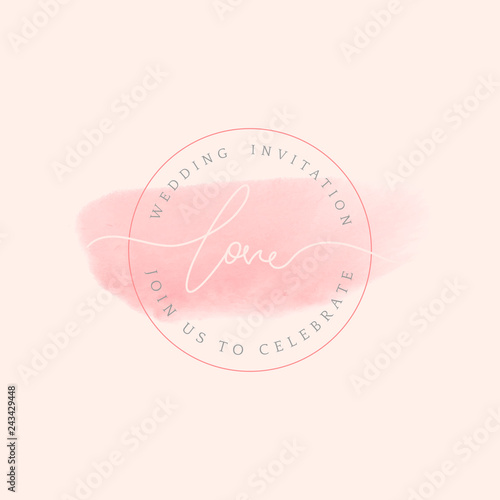 Love wedding invitation badge design vector
