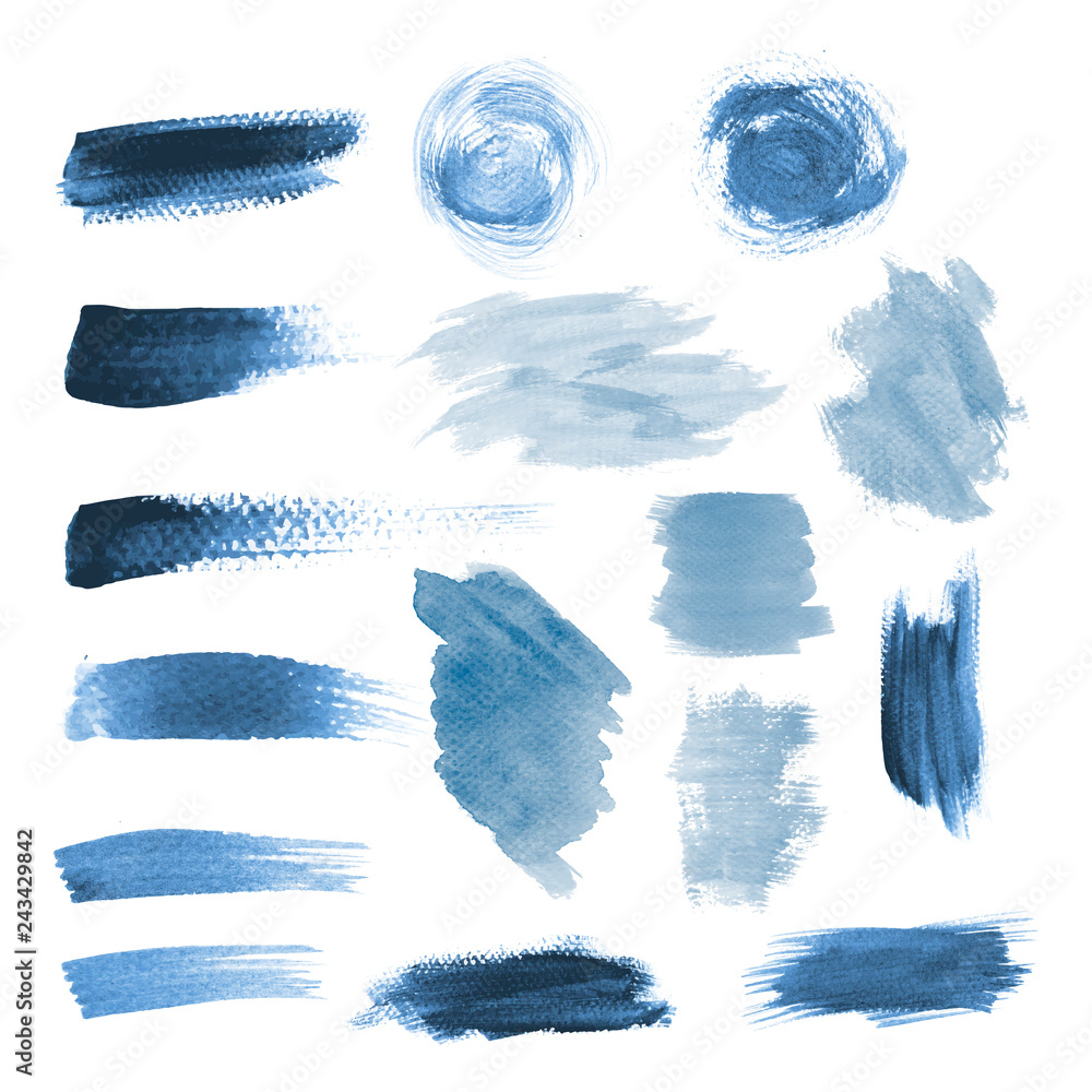 Obraz premium Blue grunge brushstroke design vector set