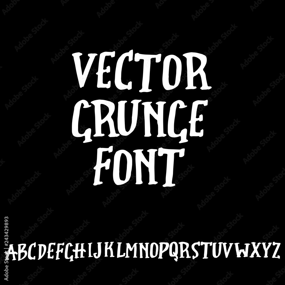Doodle simple grunge font. Hand drawn letterss. Typography vector illustration.
