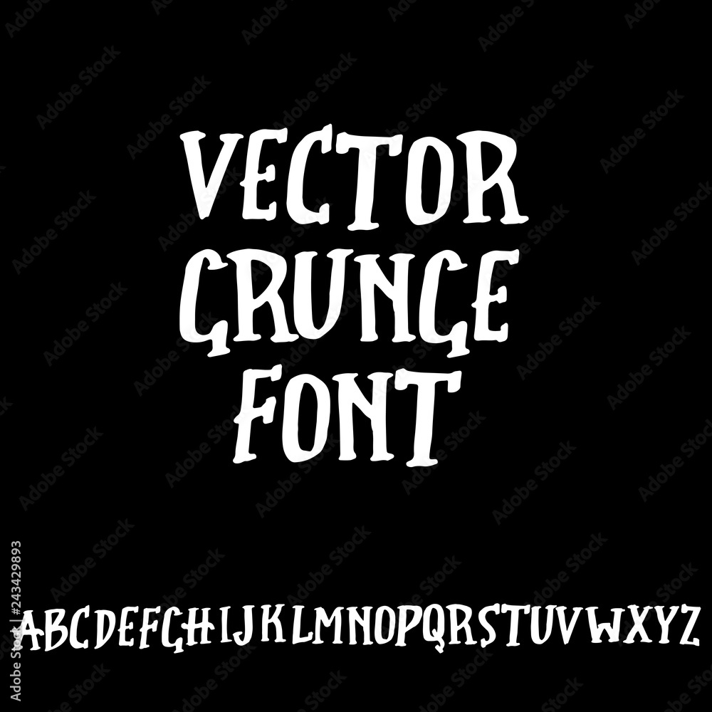 Fototapeta premium Doodle simple grunge font. Hand drawn letterss. Typography vector illustration.