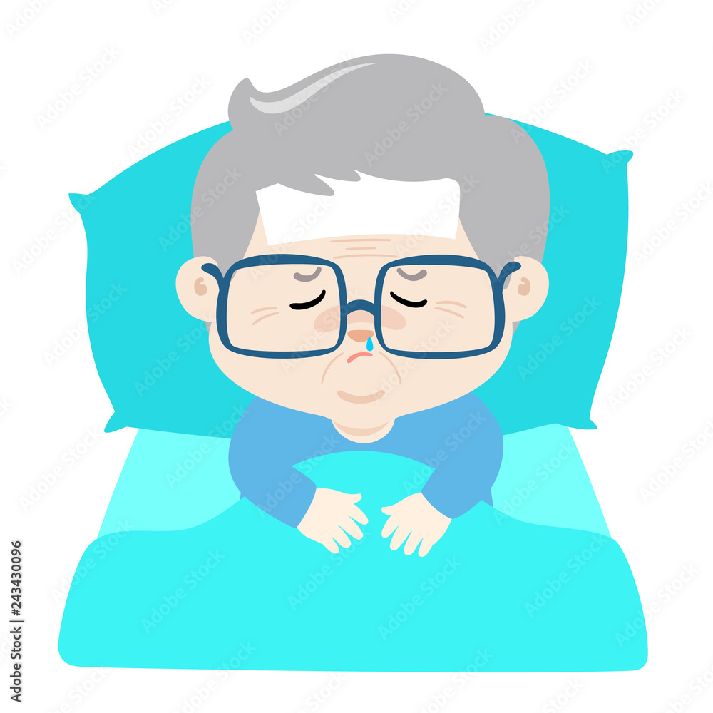 Fotografie Ill grandfather cartoon vector.
