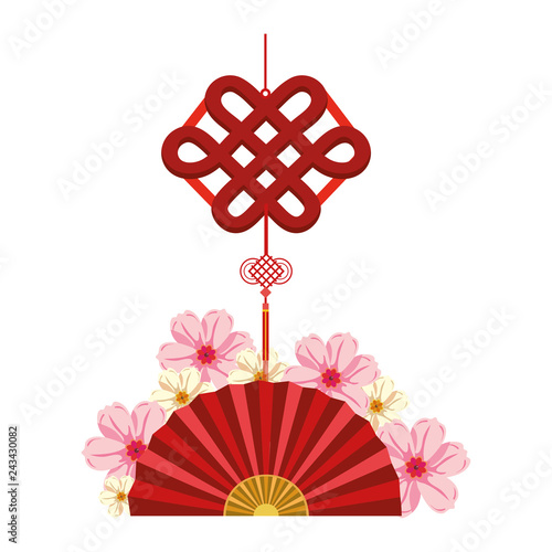 chinese fan and decorative pendant
