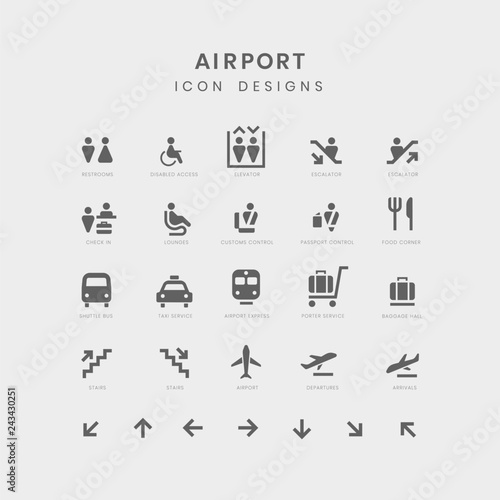 Airport service signs vector set